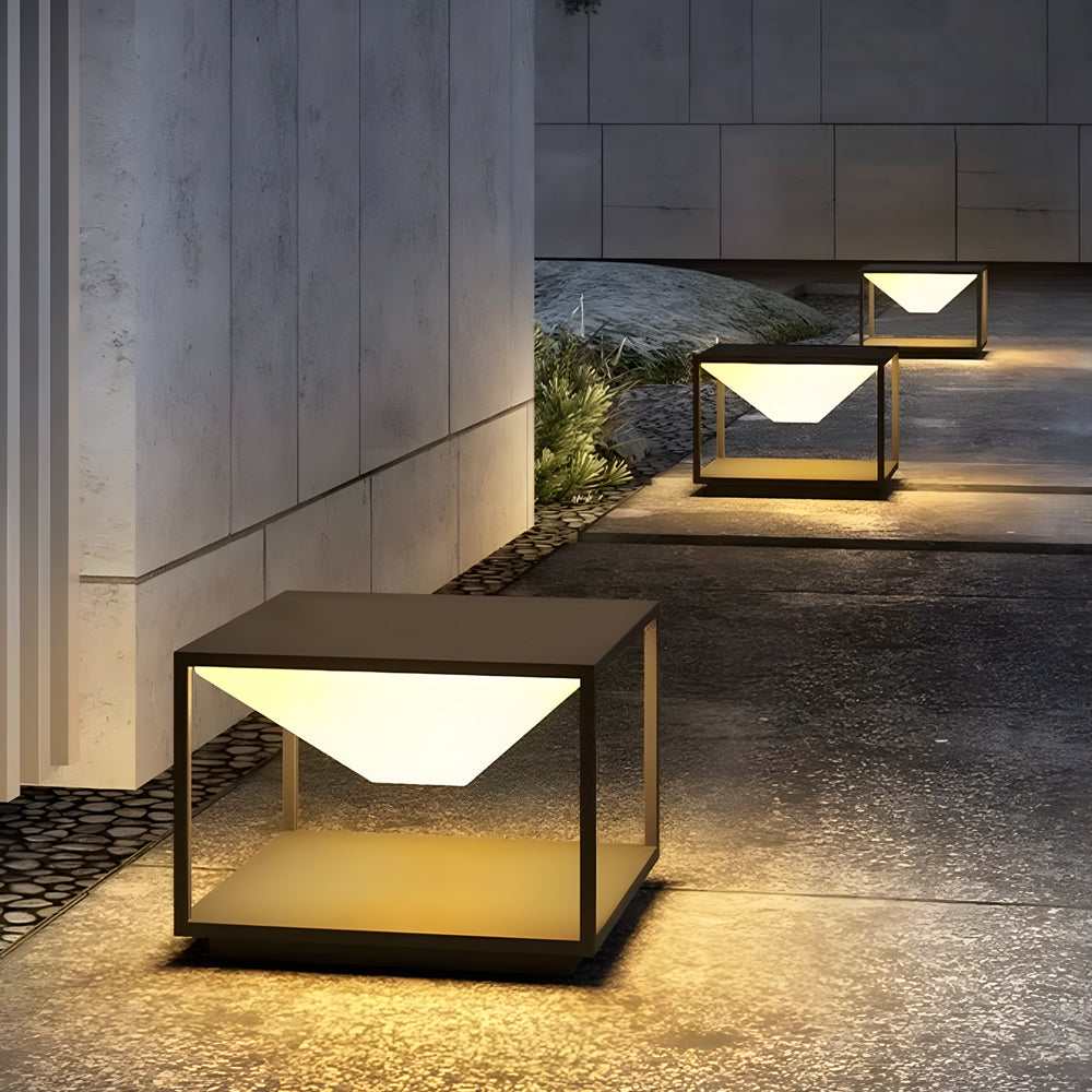 Ezran Square Stainless Steel Outdoor Pillar Light