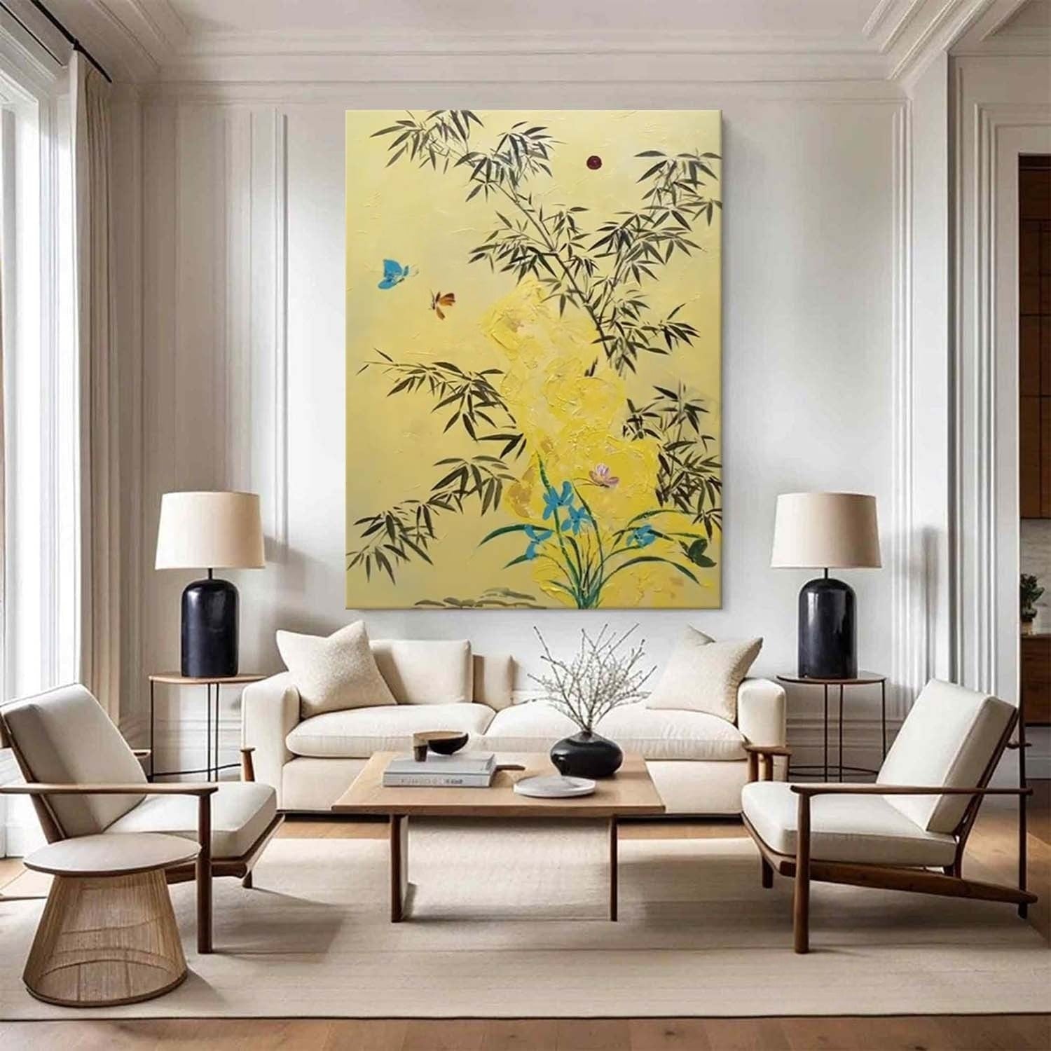Wall Art Oriental Bamboo Butterfly - Neutralighting