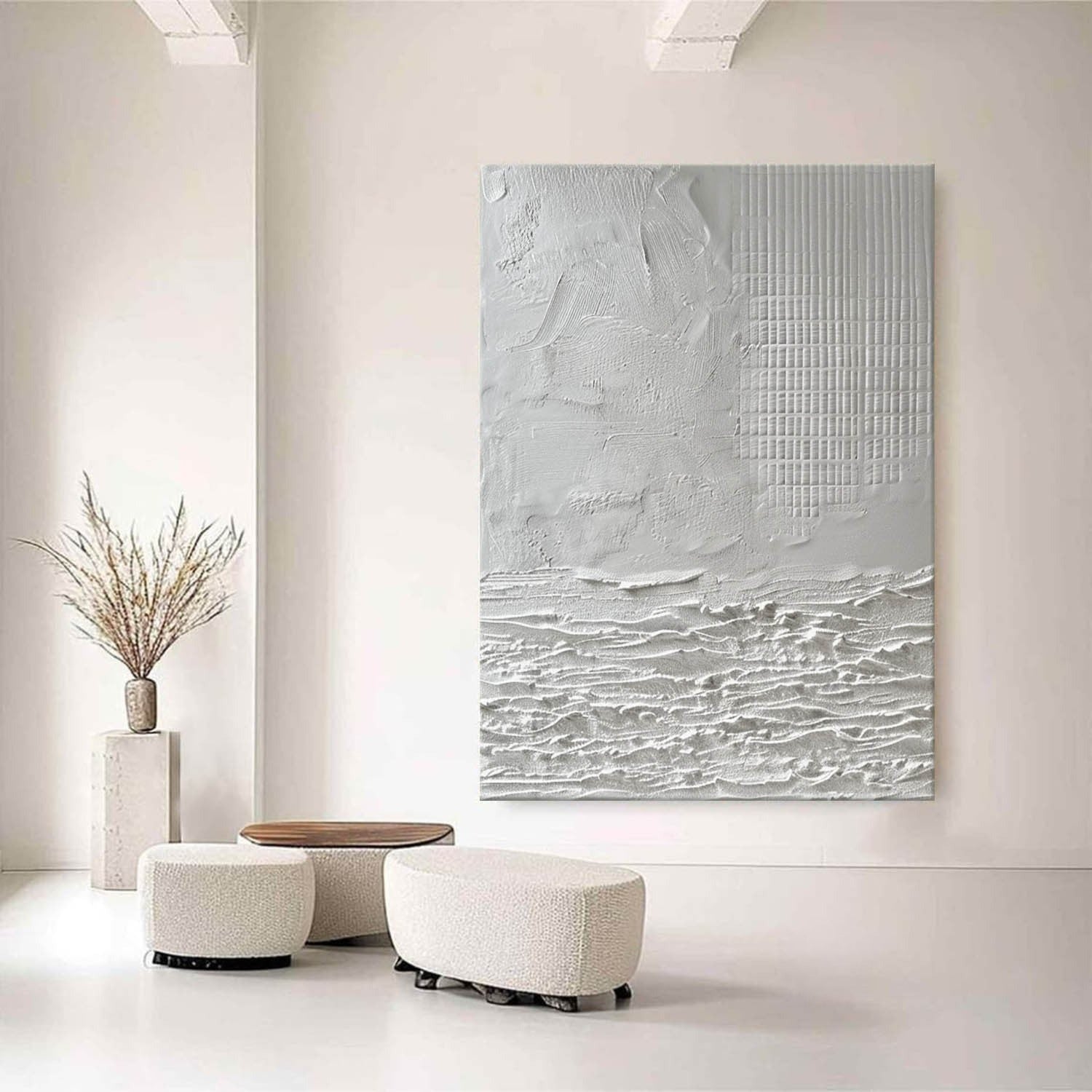 Wall Art Neutral Coastal Grid Painting - Neutralighting
