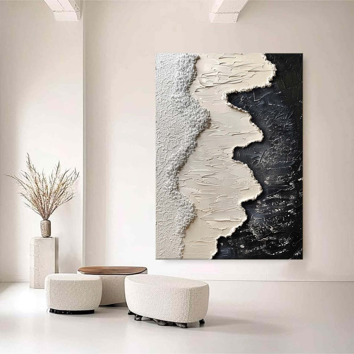 Wall Art Monochrome Wave Painting - Neutralighting