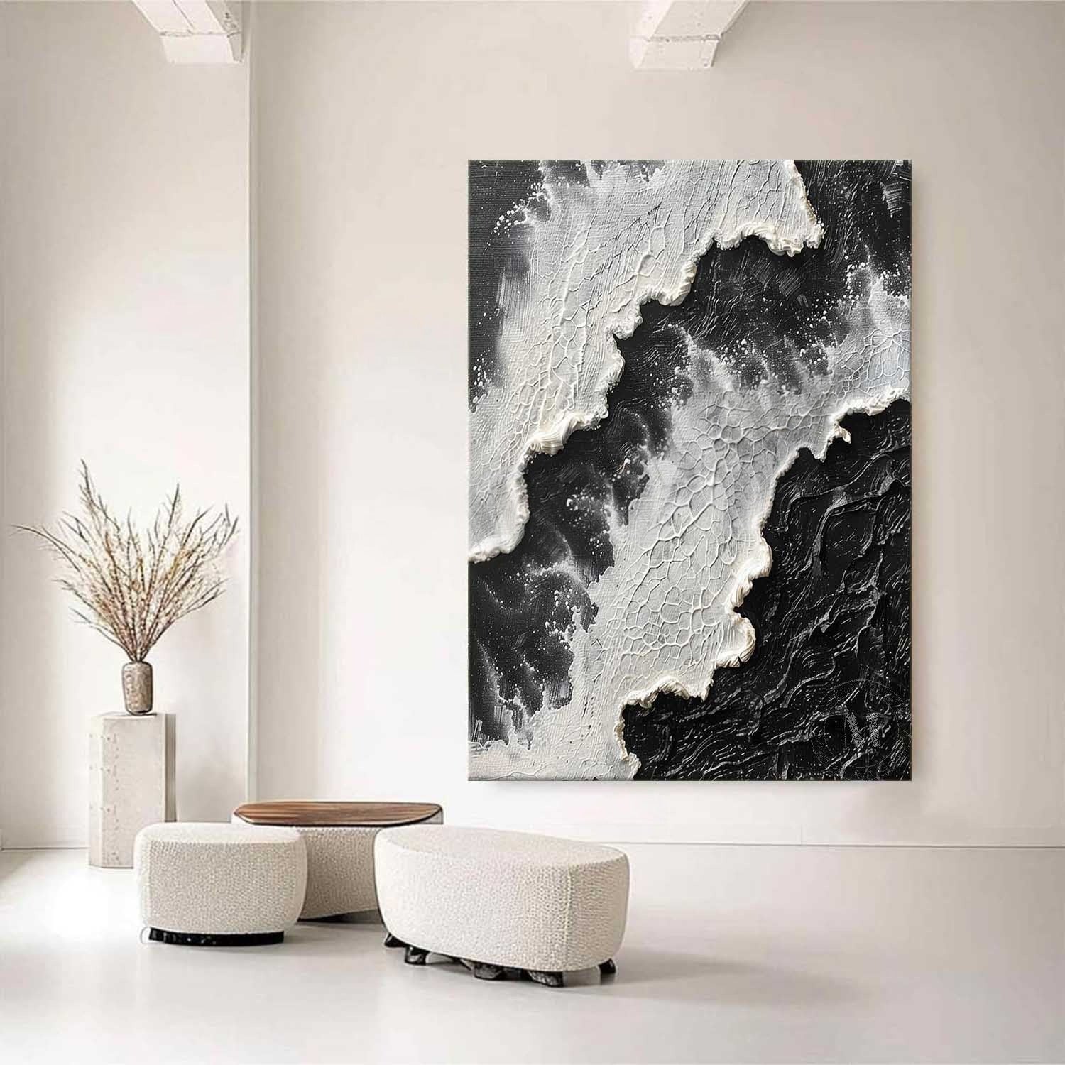 Wall Art Monochrome Ocean Wave - Neutralighting