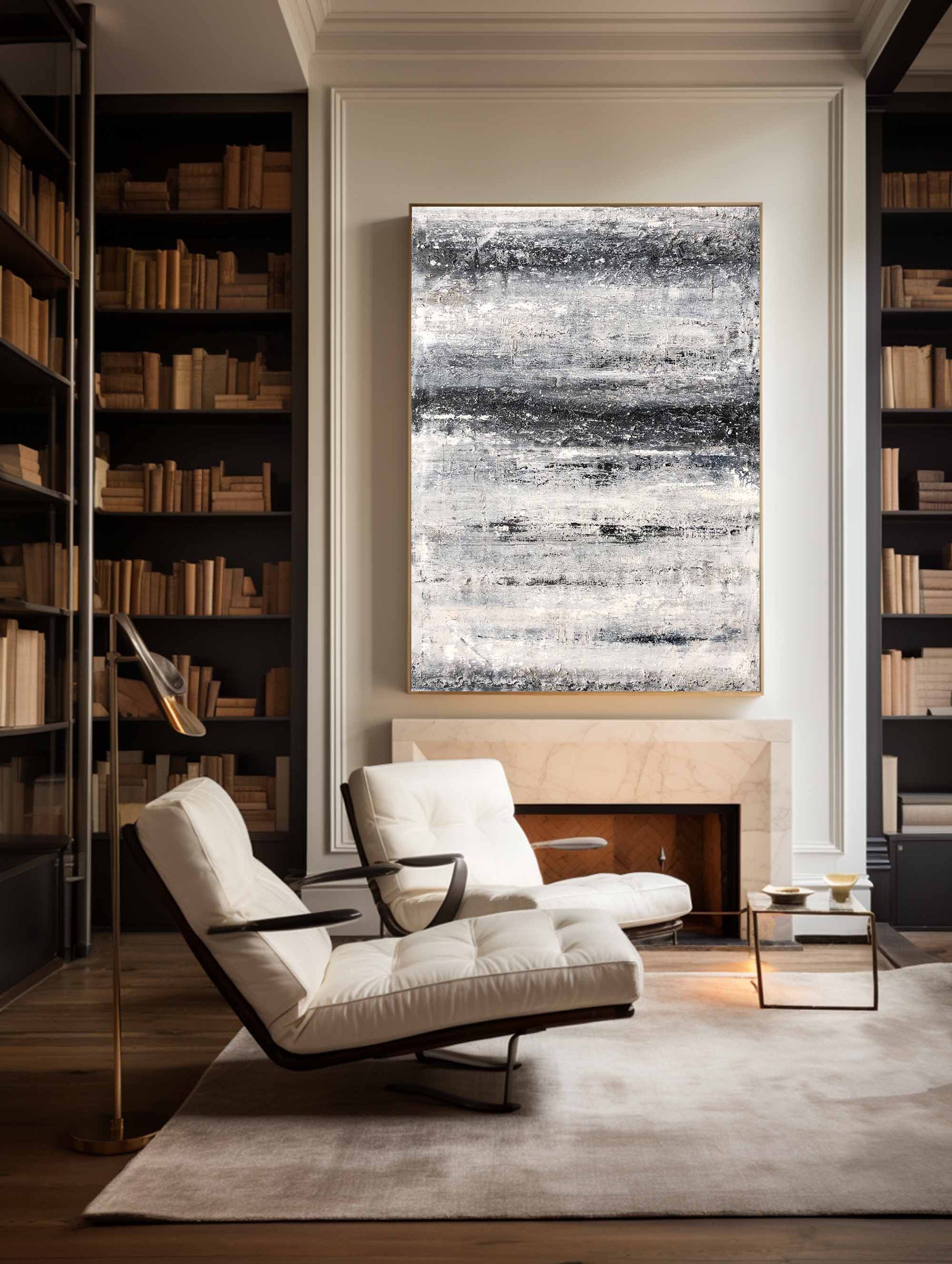Black And White Beach Abstract Art ABAV77 - Neutralighting