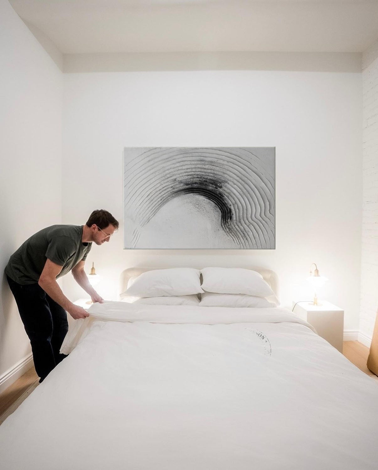 Wall Art Horizontal 3D Impasto Half-Circle - Neutralighting