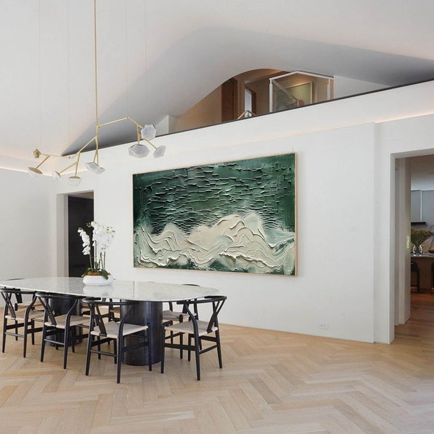 Wall Art Horizontal 3D Impasto Ocean Wave - Neutralighting
