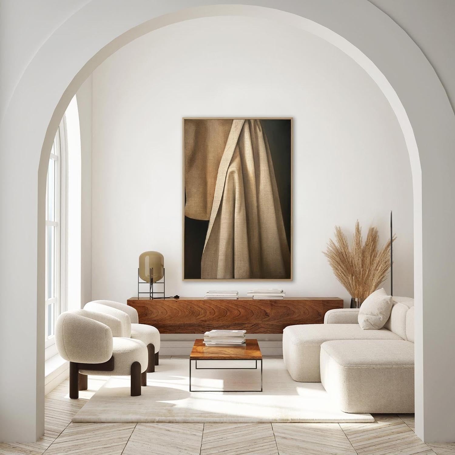 Wall Art Elegant Textured Linen Drape - Neutralighting