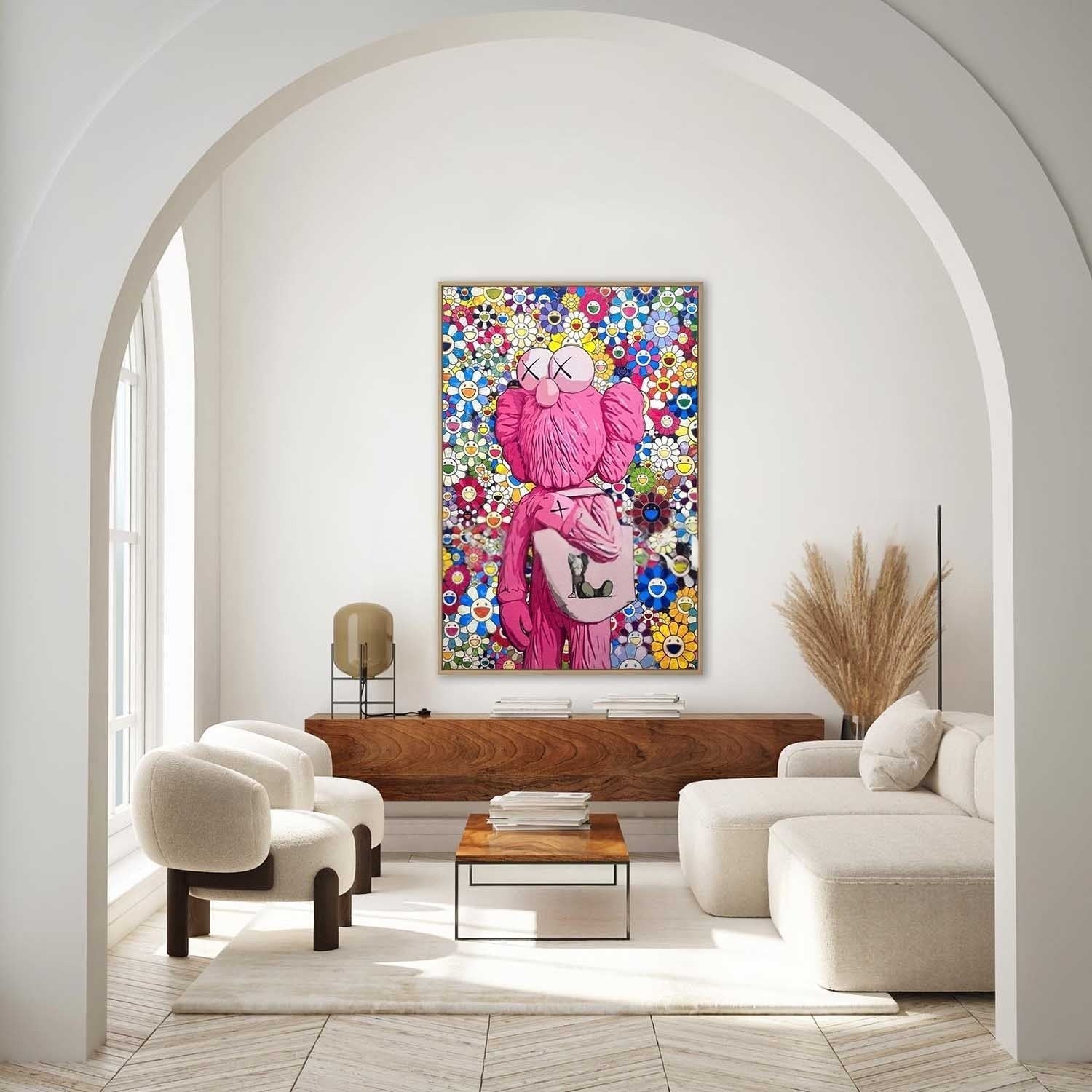 Wall Art Kaws Pink Cartoon Murakami Flower - Neutralighting