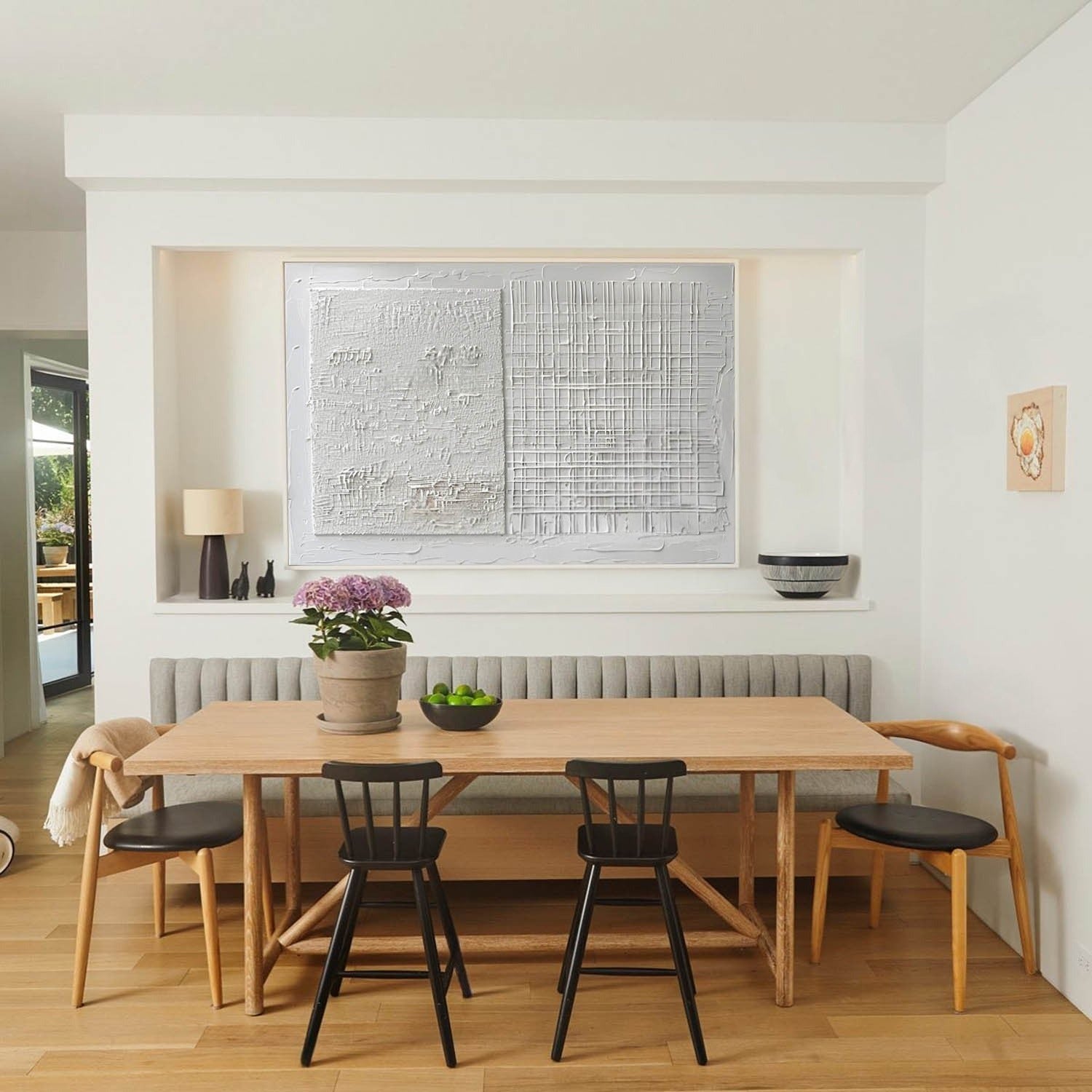 Wall Art White Split Grid Panel Canvas - Neutralighting