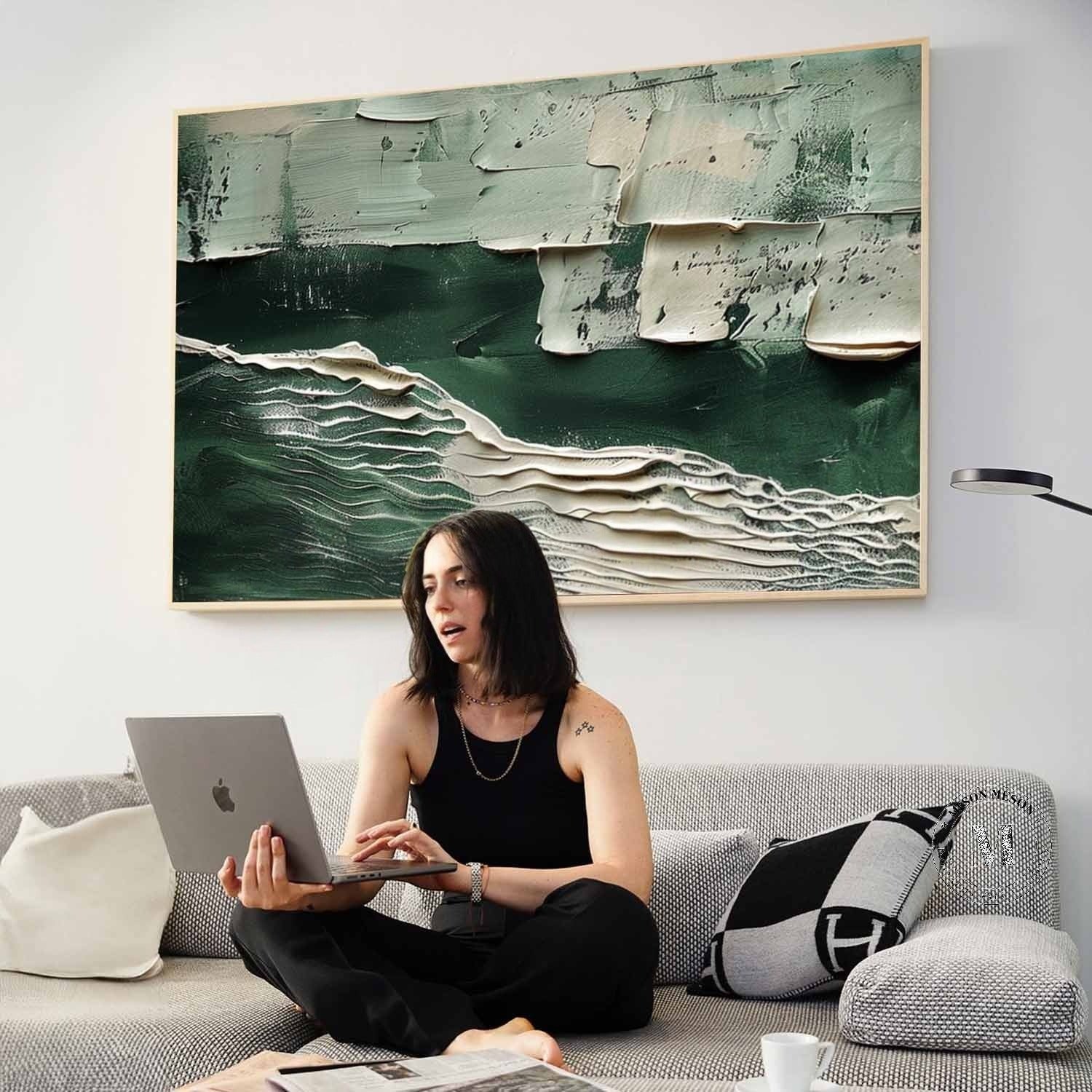 Wall Art Horizontal 3D Green Ocean - Neutralighting