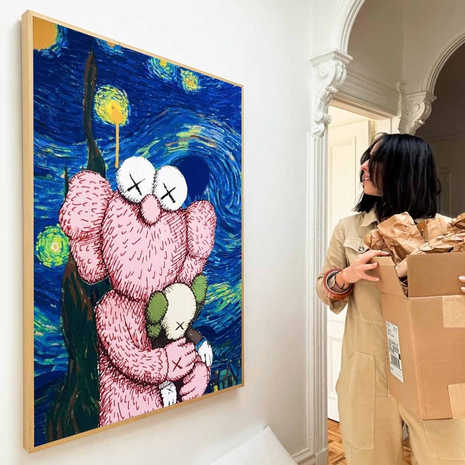 Wall Art Square Pop Art KAWS Inspired Starry Night - Neutralighting