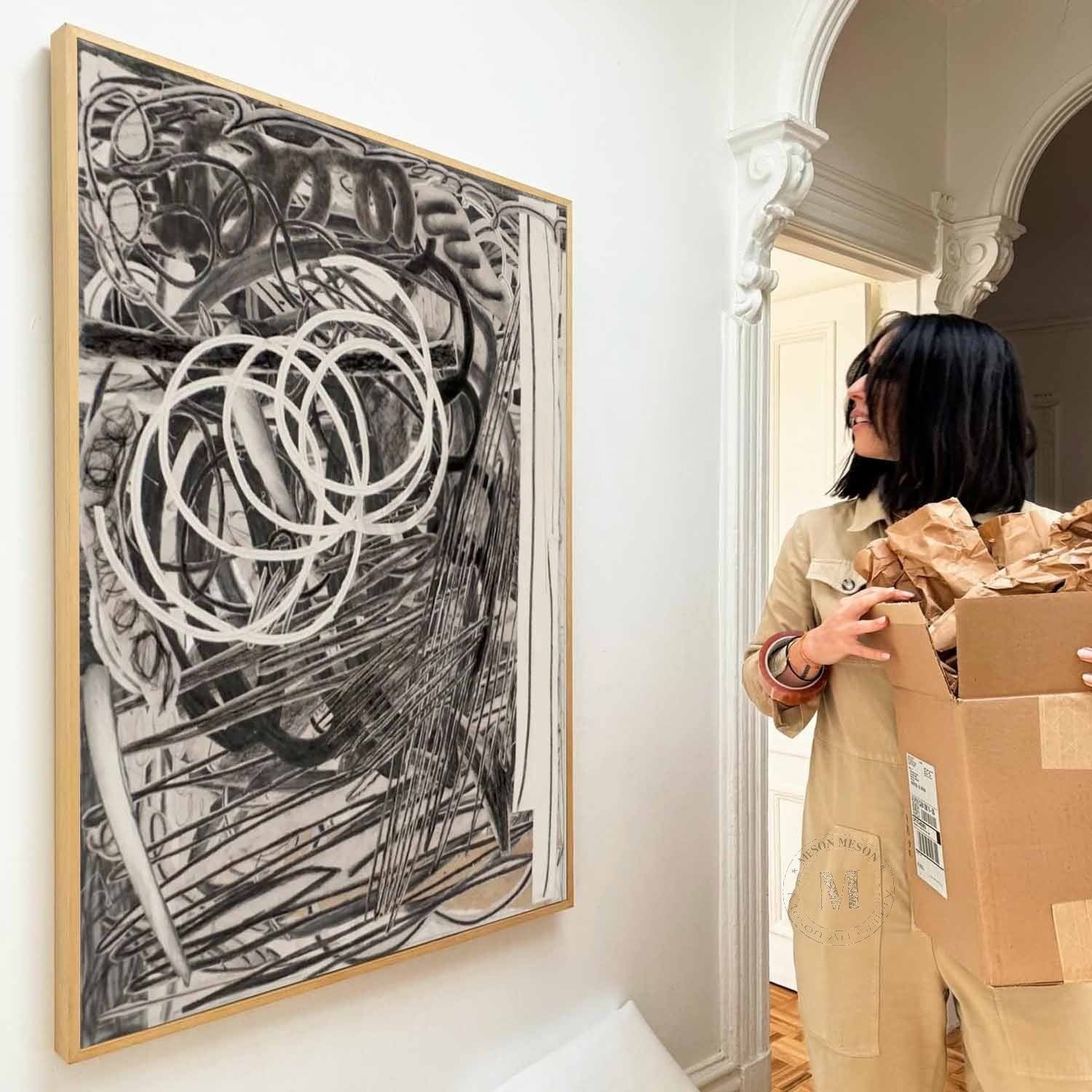 Wall Art Vertical Expressionist Painting - Neutralighting