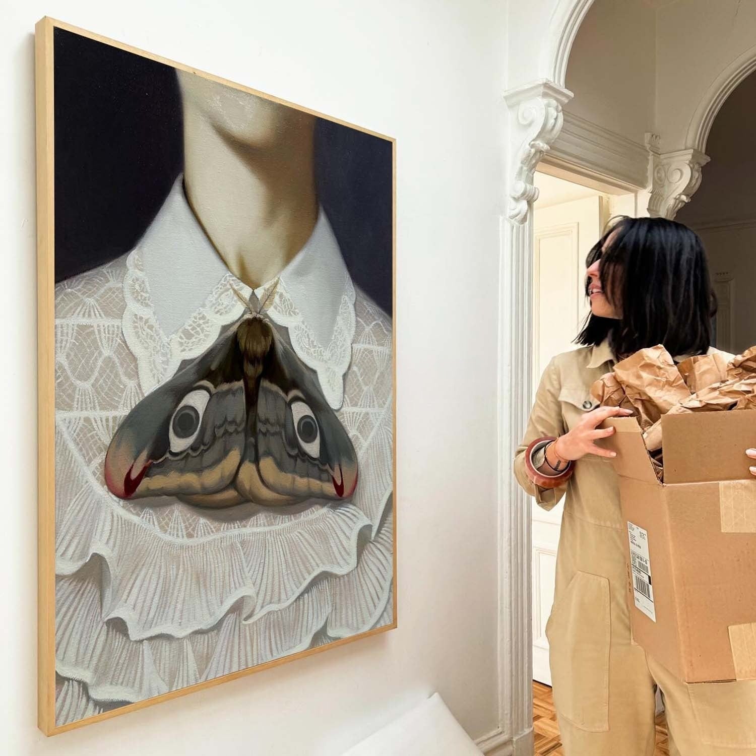 Wall Art Rectangle Surreal Art Moth Portrait - Neutralighting