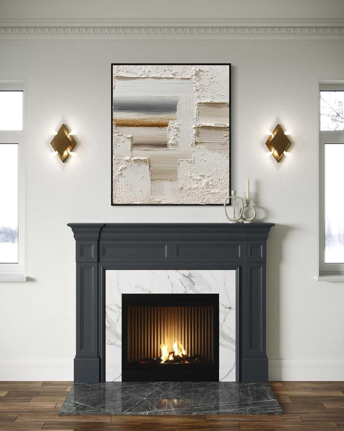 Wall Art Vertical Textured Abstract Geometric Scene Serene - Neutralighting