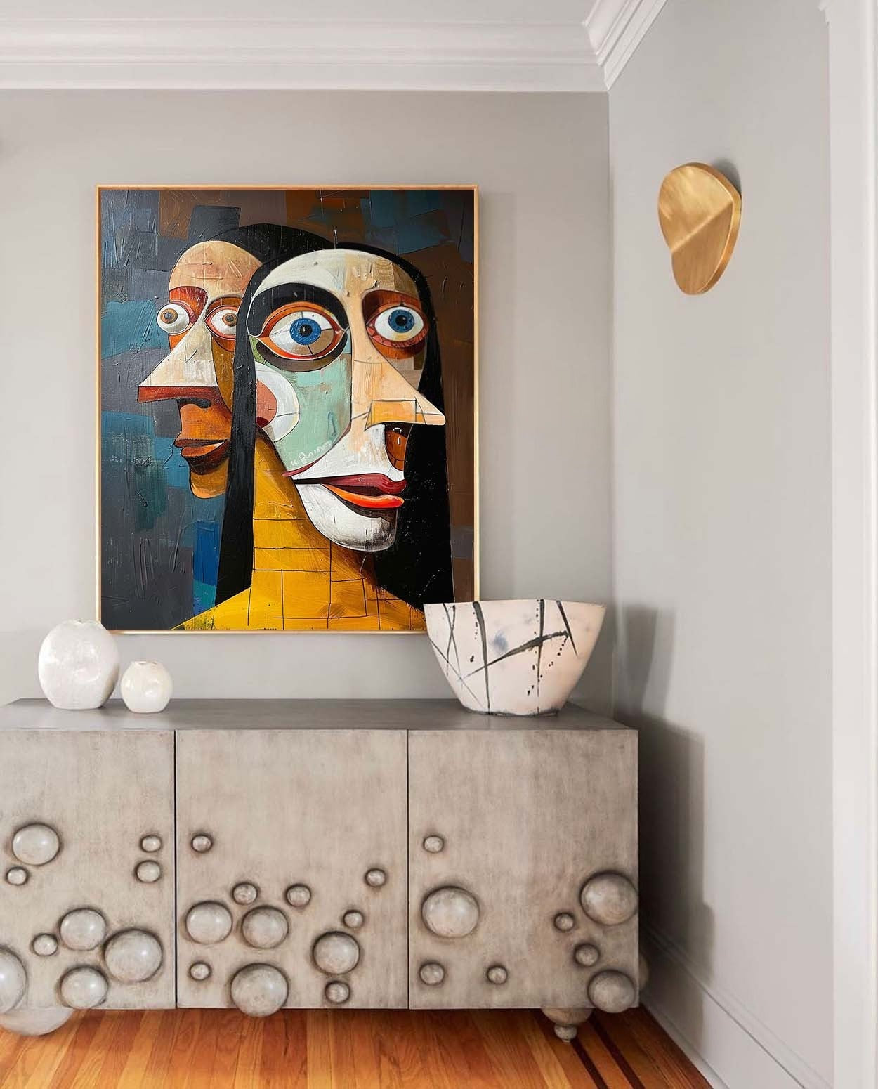 Wall Art Vertical Cubist Double Portrait - Neutralighting