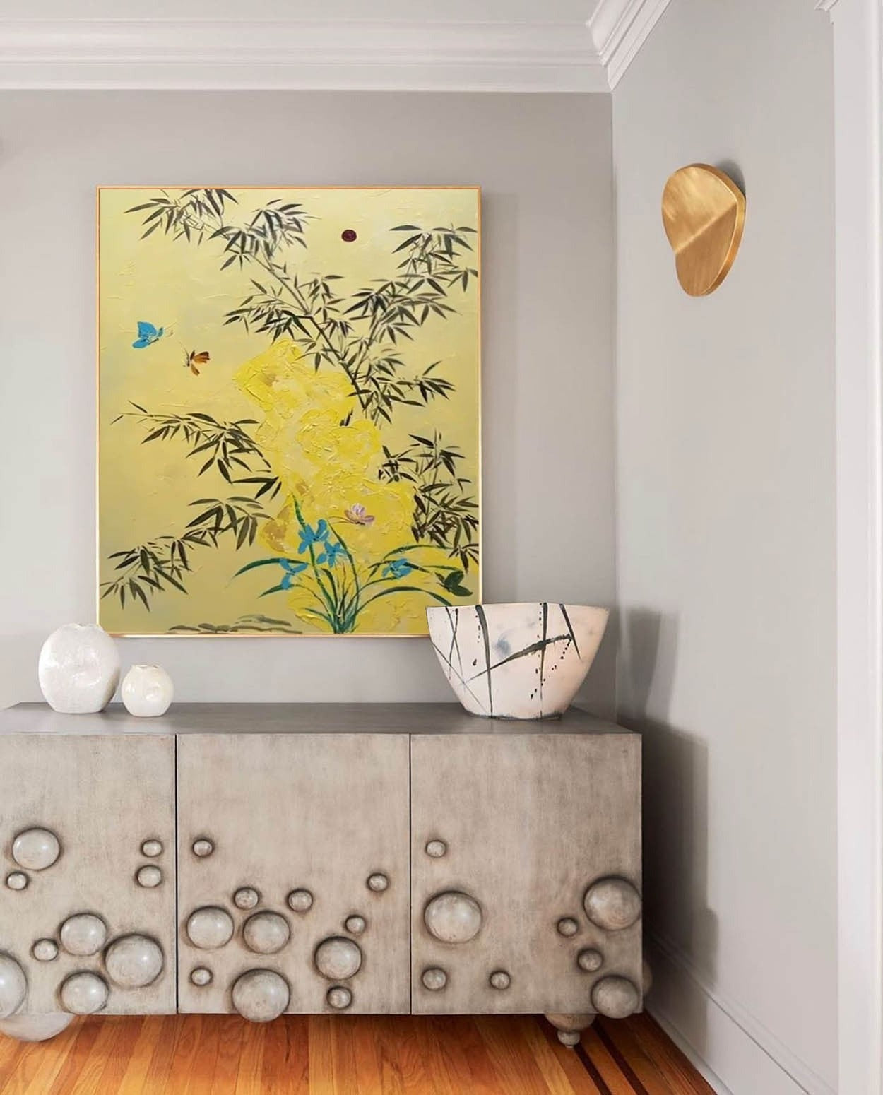 Wall Art Oriental Bamboo Butterfly - Neutralighting