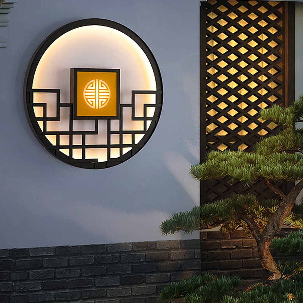 Bettina Asian Outdoor Decorative Steel Outdoor Wall Lamp