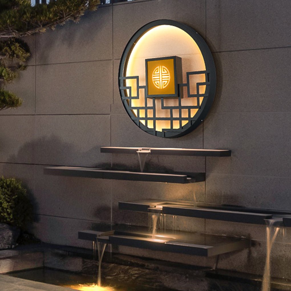 Bettina Asian Outdoor Decorative Steel Outdoor Wall Lamp