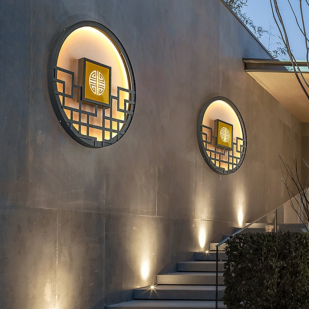 Bettina Asian Outdoor Decorative Steel Outdoor Wall Lamp