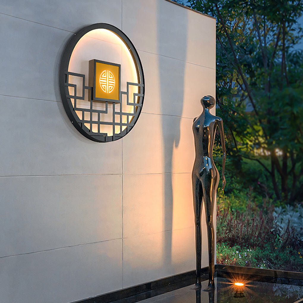Bettina Asian Outdoor Decorative Steel Outdoor Wall Lamp