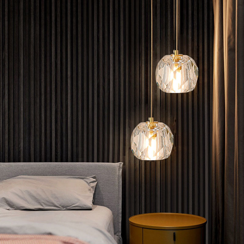 Kristy Diamond Facet Golden Pendant Light, Metal/Acrylic - Neutral Decor