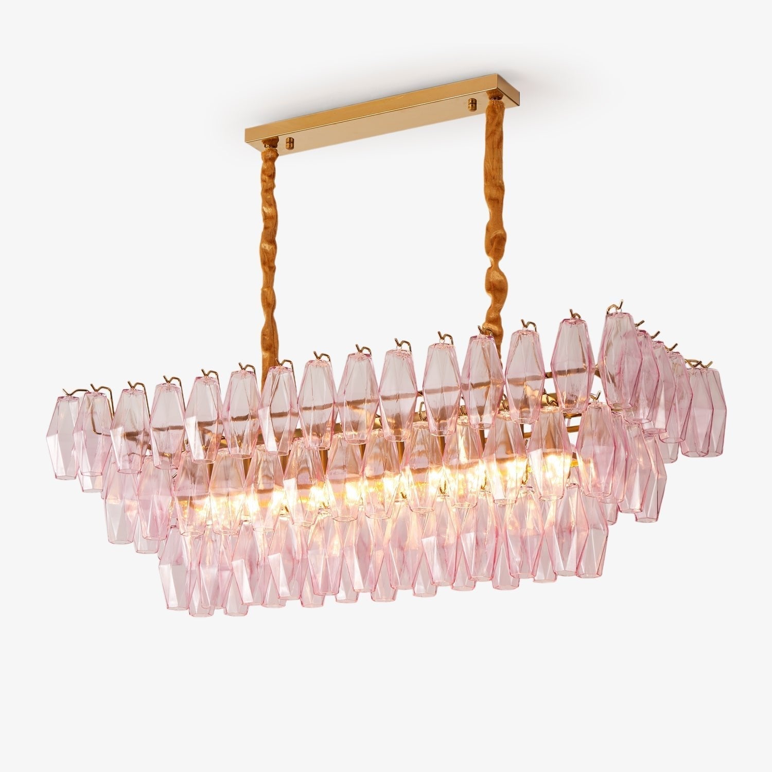 Aurora Chandelier Rose Prism Glass Rectangular Layered-Neutral Decor