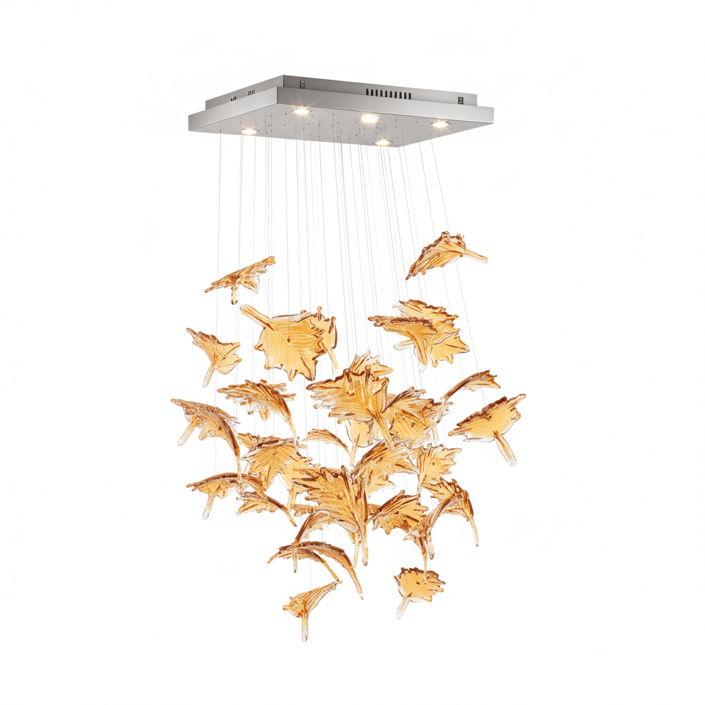 Multicolor Crystal Maple Leaf Chandelier-Neutral Decor