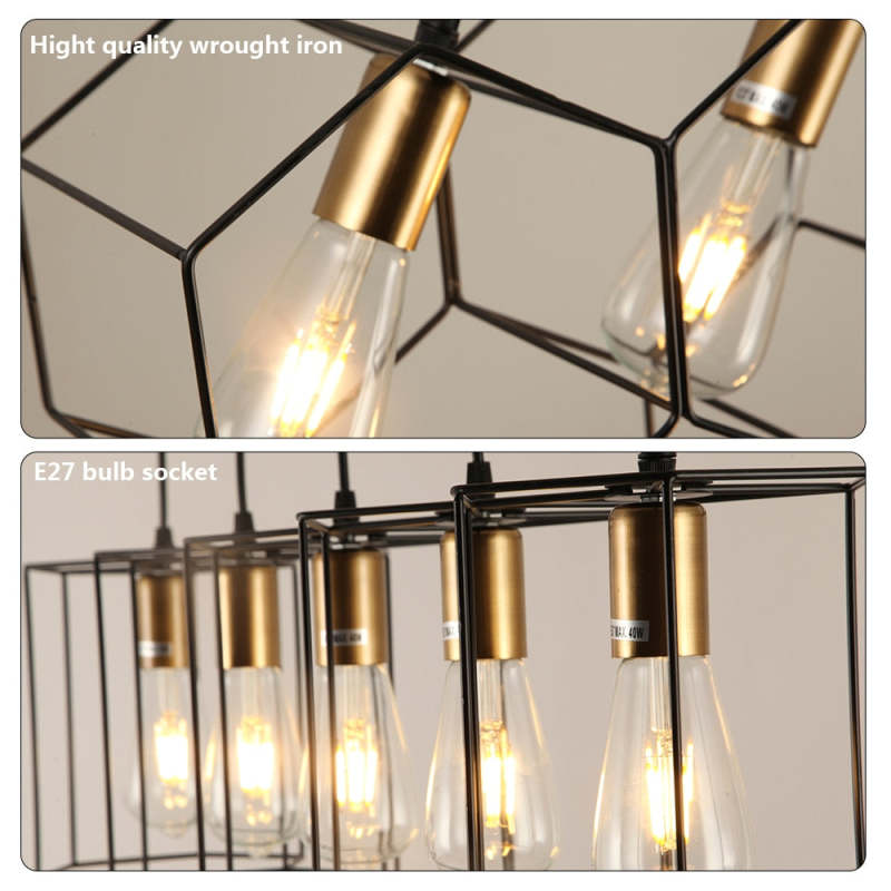 Arisha Rustic Farmhouse Geometry 3/5 Light Pendant Light, Black - Neutral Decor