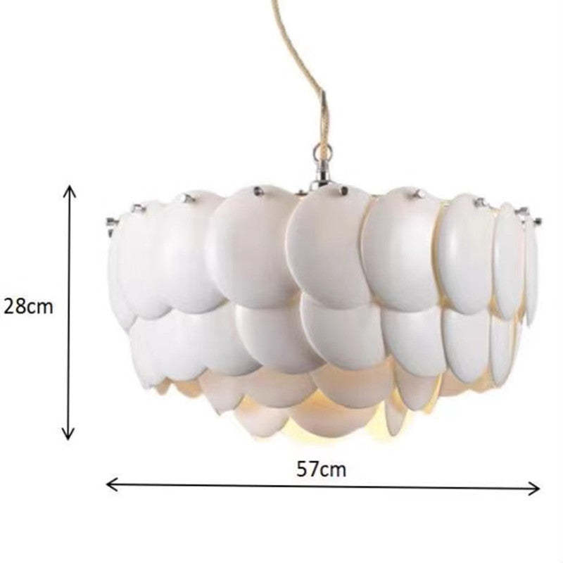 Arisha Wihte Art Deco Chandelier Light Fixture, Ceramic Leaf & Metal - Neutral Decor