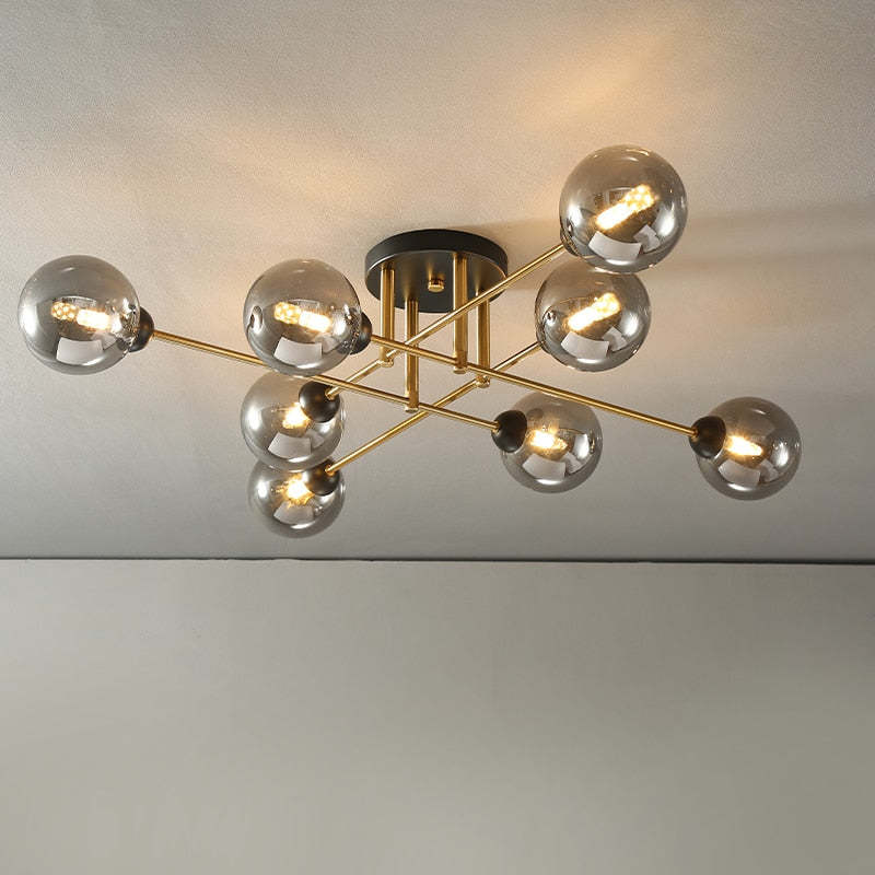 Valentina Industrial Glass Globe Chandelier LED, 6 Style - Neutral Decor
