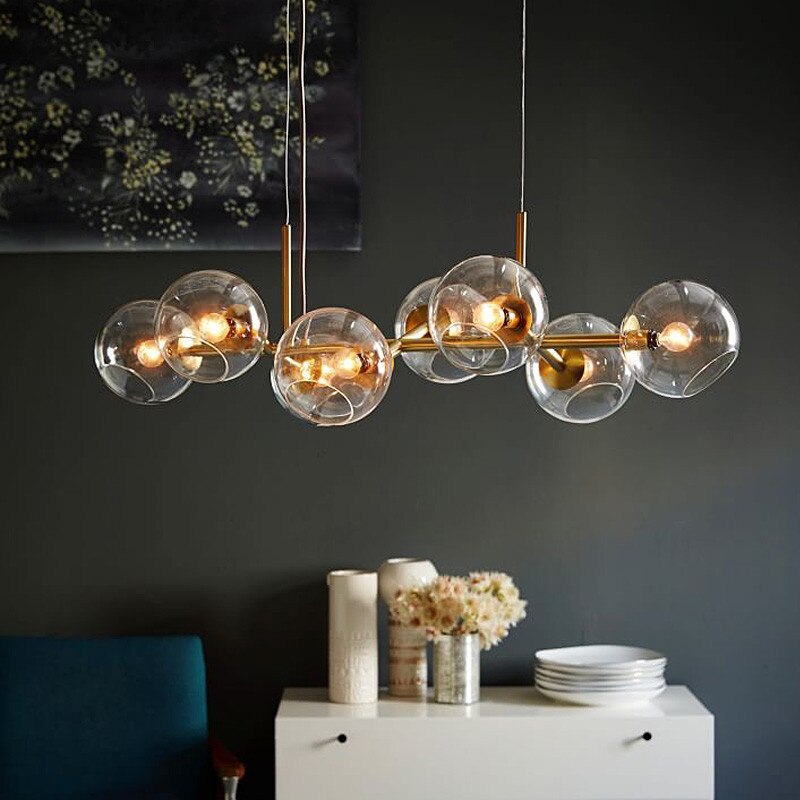 Valentina Modern Glass Globe Bubble Pendant Light Black/Gold - Neutral Decor