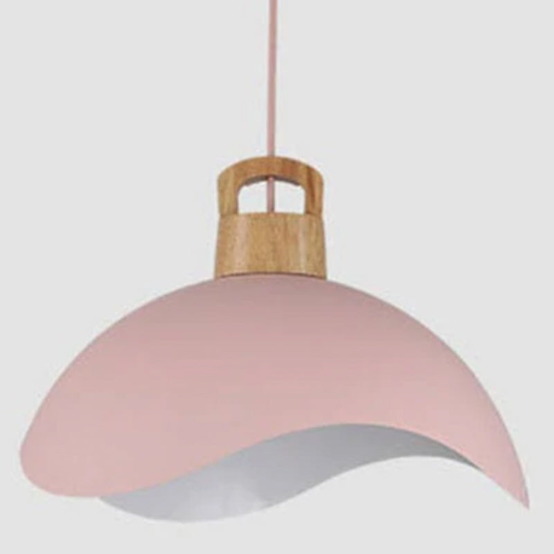 Valentina Colorful Shade Single Pendant Lights, Wood & Metal - Neutral Decor