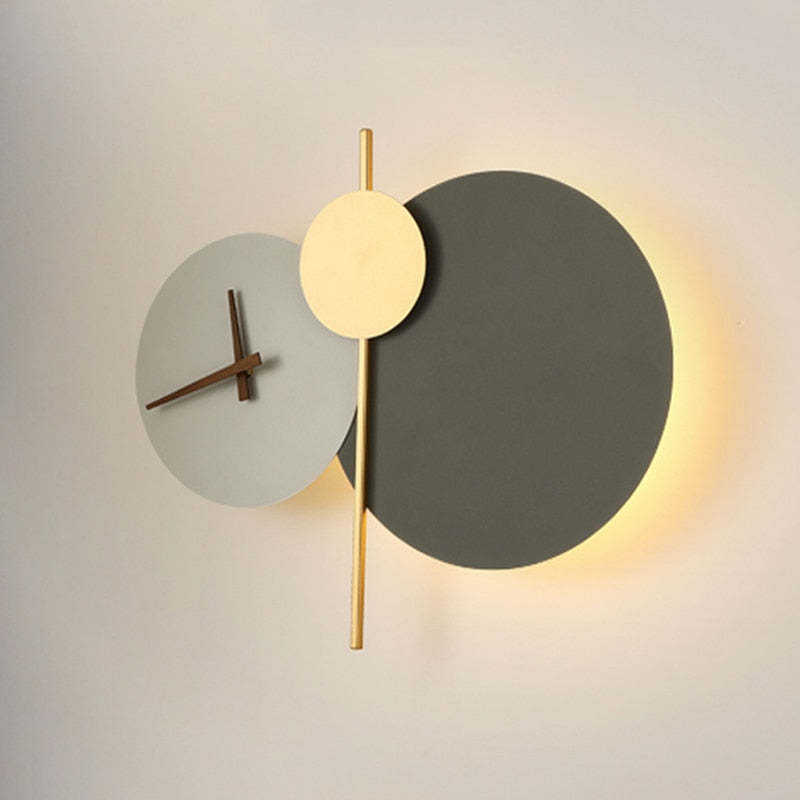Arisha Modern Clock Metal Painted Wall Light LED Light Bedroom - Neutral Decor
