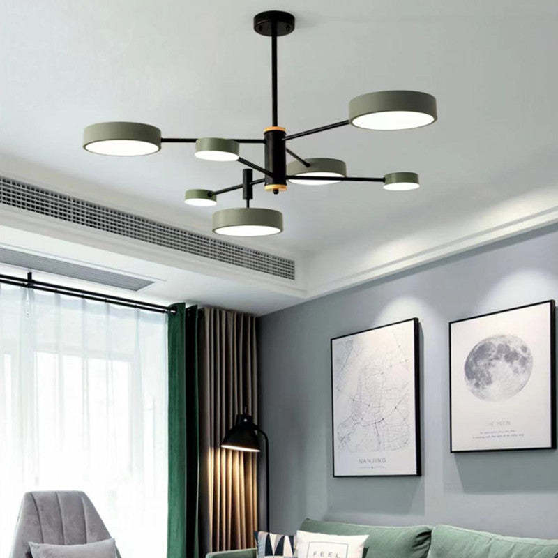 Arisha Pendant Light LED, Metal & Wood, Grey/White/Gold - Neutral Decor