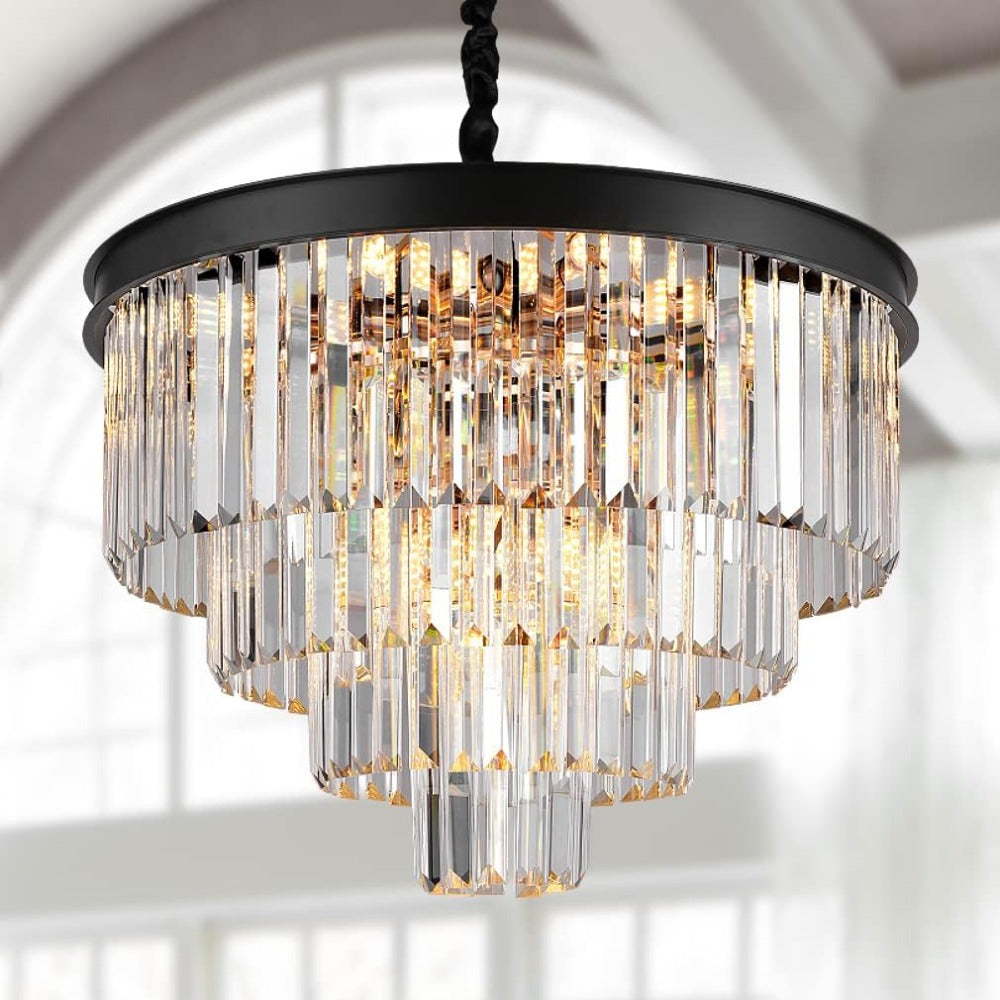 Arisha Modern LED Decorative Luxury Pendant Light Crystal Metal Black/Gold Ring Bedroom/Living Room - Neutral Decor