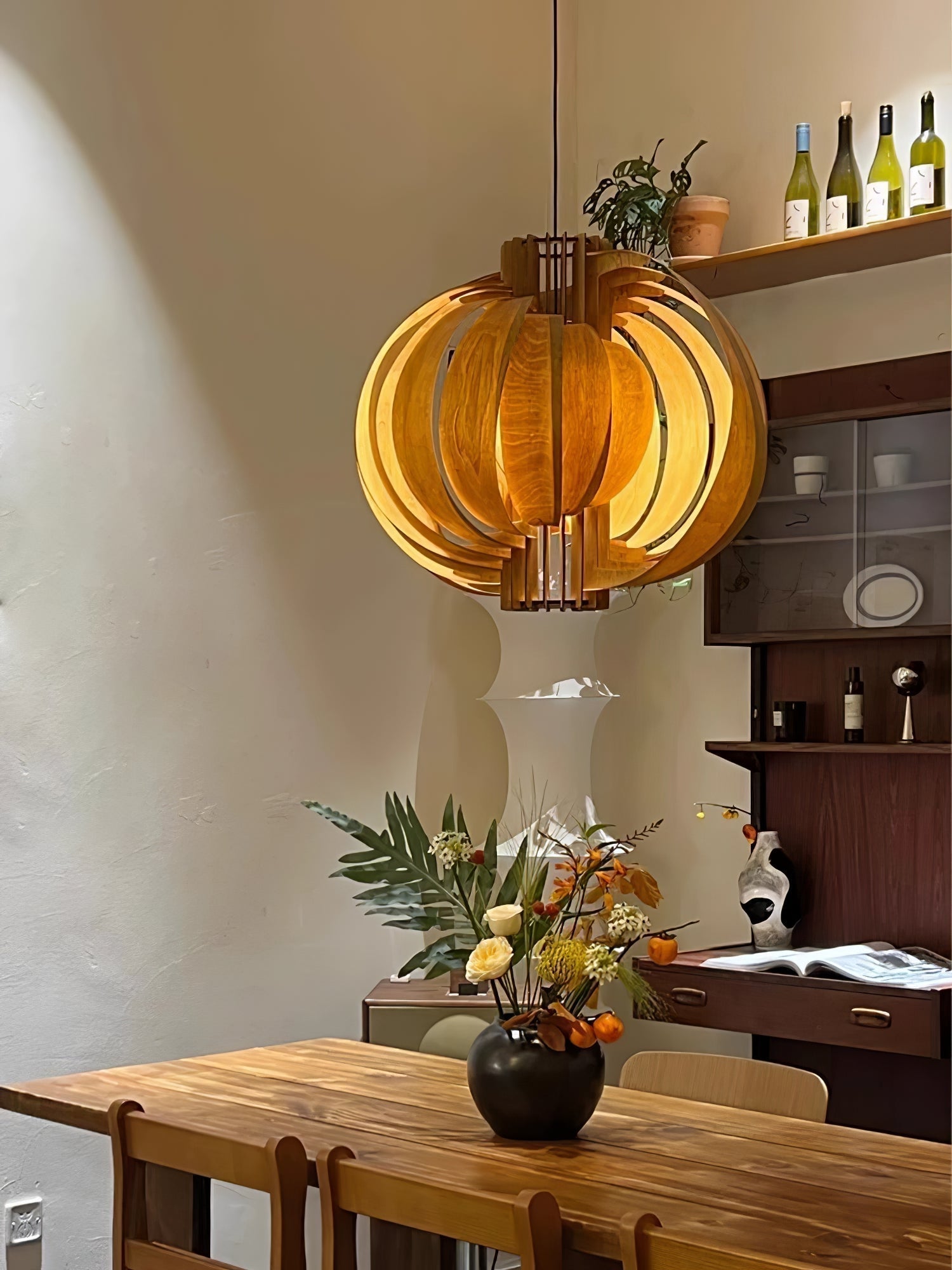 Ivraeus Premium Elegance Ring Wood Pendant Light-Neutral Decor