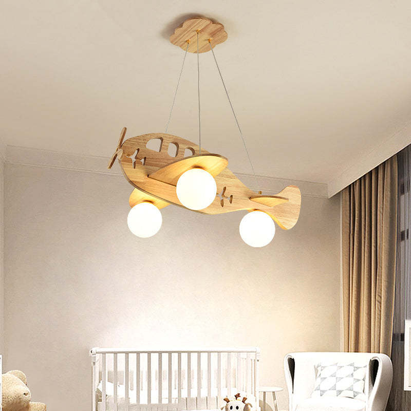 Arisha Vintage Airplane Shape Pendant Light, Wood - Neutral Decor