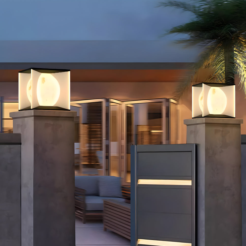 Panora Square Lampshade Steel Outdoor Pillar lights