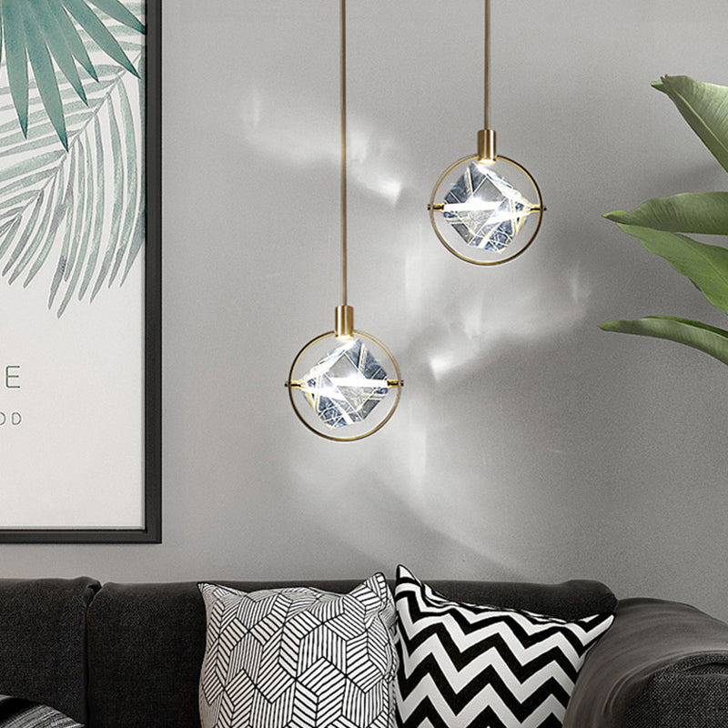 Kristy Modern Luxury Geometry Metal/Crystal Pendant Light, Gold - Neutral Decor