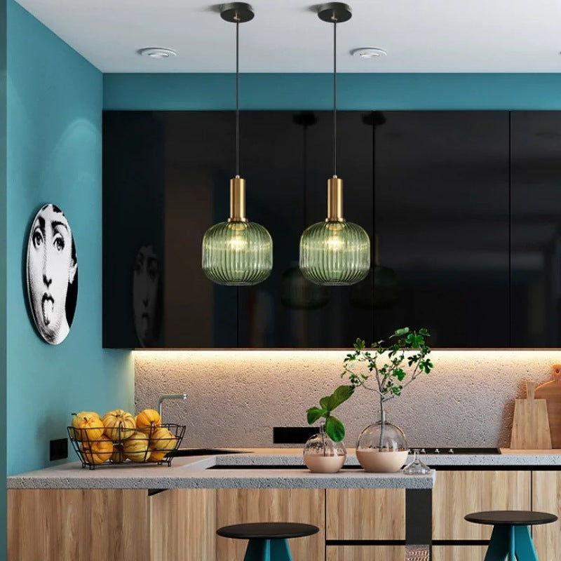 Valentina Pendant Light Crystal, Moru Glass, Cognac/Green/Grey, Kitchen Island - Neutral Decor