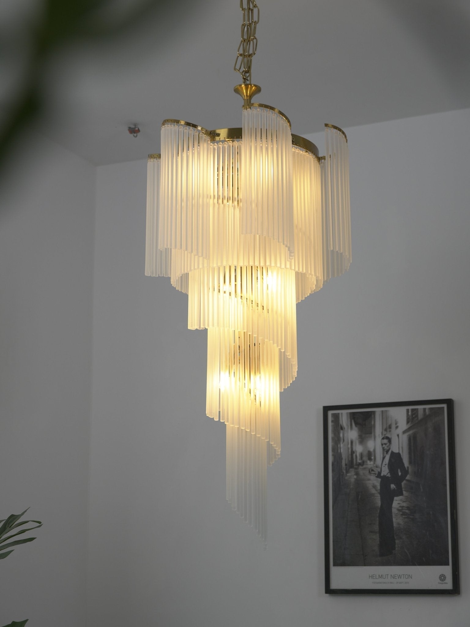 Daxv Ornate Spiral Cascade Glass Chandelier-Neutral Decor