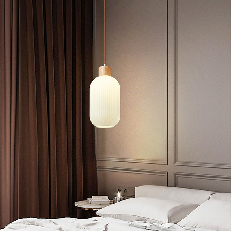Muto Modern Wood/Glass Pendant Light, White - Neutral Decor