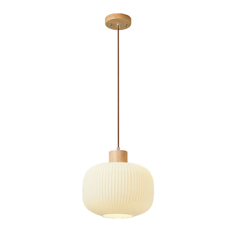 Muto Modern Wood/Glass Pendant Light, White - Neutral Decor