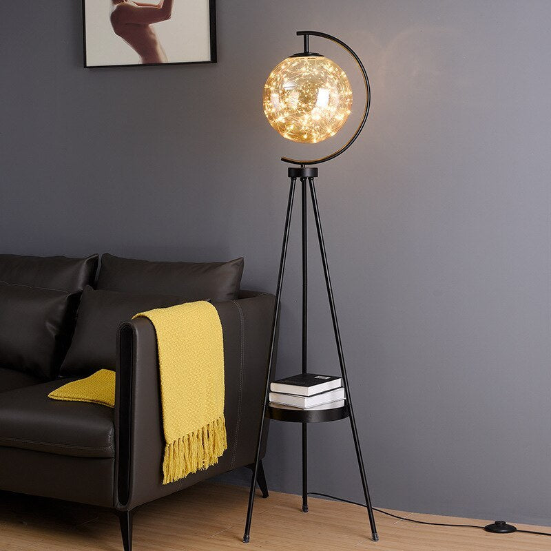 Kady Modern Starry Globe Glass Floor Lamp, Gold - Neutral Decor