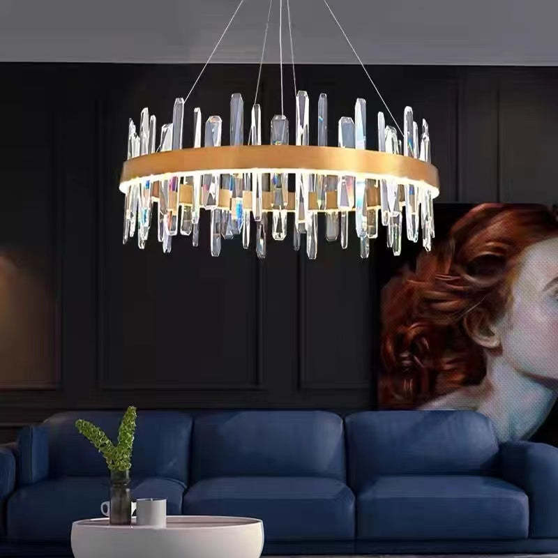 Kristy Modern Crystal Ring Chandelier Black&Gold - Neutral Decor