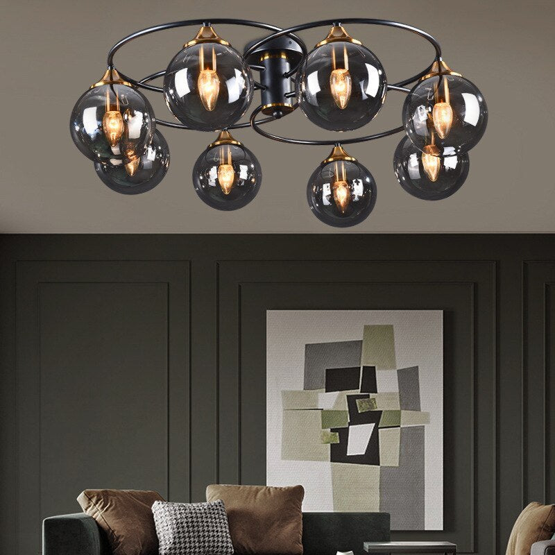 Valentina Nordic Bubble Glass Ceiling Light, Gray/Amber - Neutral Decor