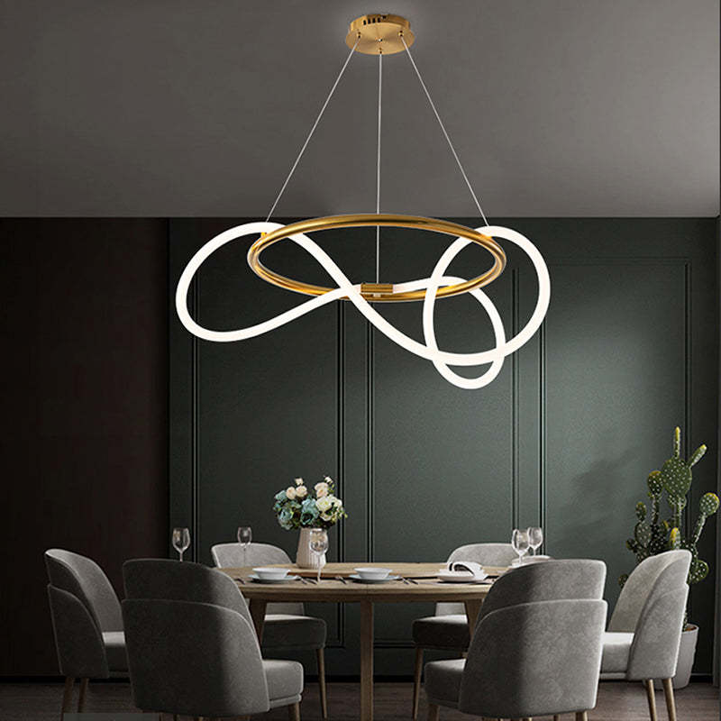Arisha Curved & Linear Semi Flush Mount Ceiling Light, Gold - Neutral Decor