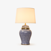 Indigo Dot Patterned Ceramic Table Lamp-Neutral Decor