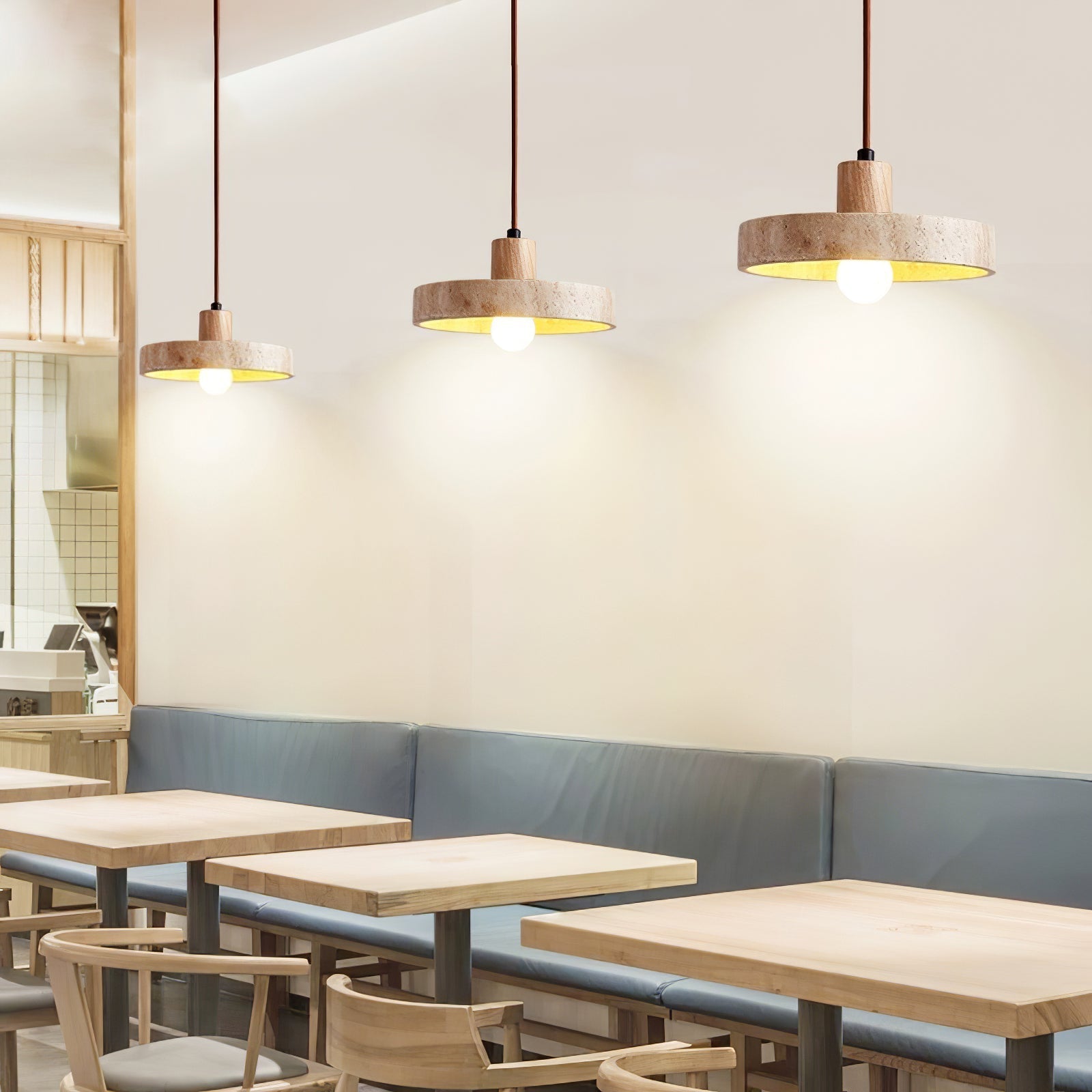 Evvynor Travertine Pendant Light-Neutral Decor