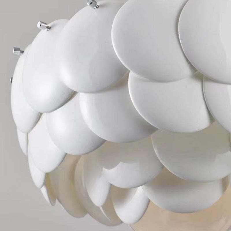 Arisha Wihte Art Deco Chandelier Light Fixture, Ceramic Leaf & Metal - Neutral Decor
