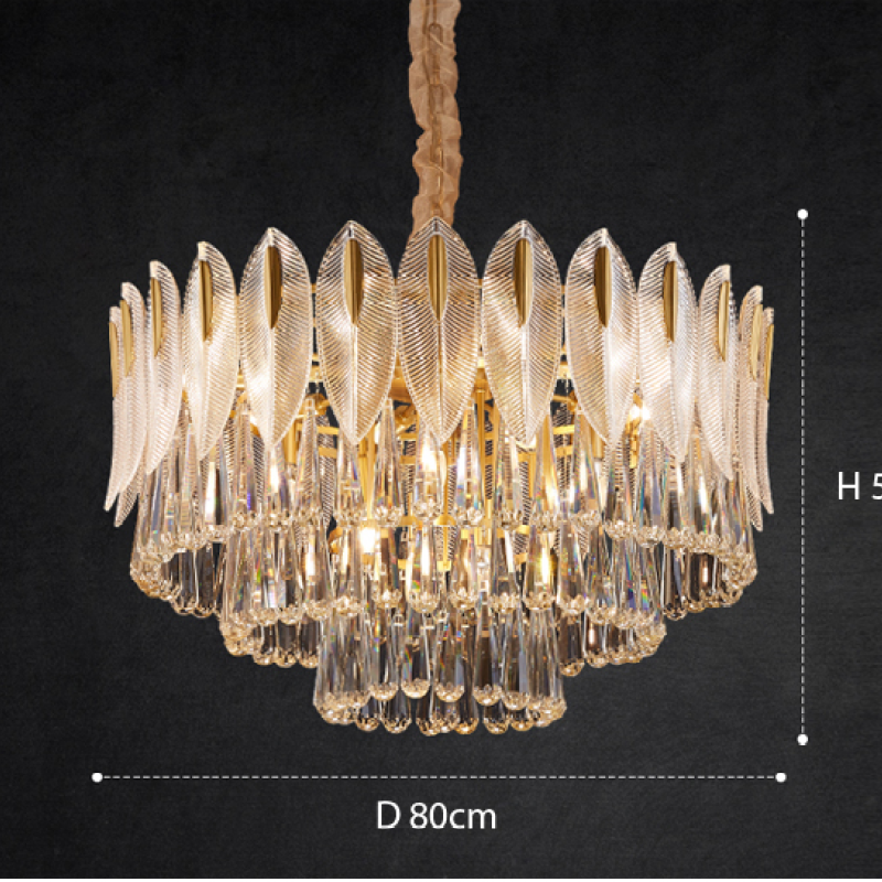 Arisha Luxury Feather Crystal Chandelier, Living Room - Neutral Decor