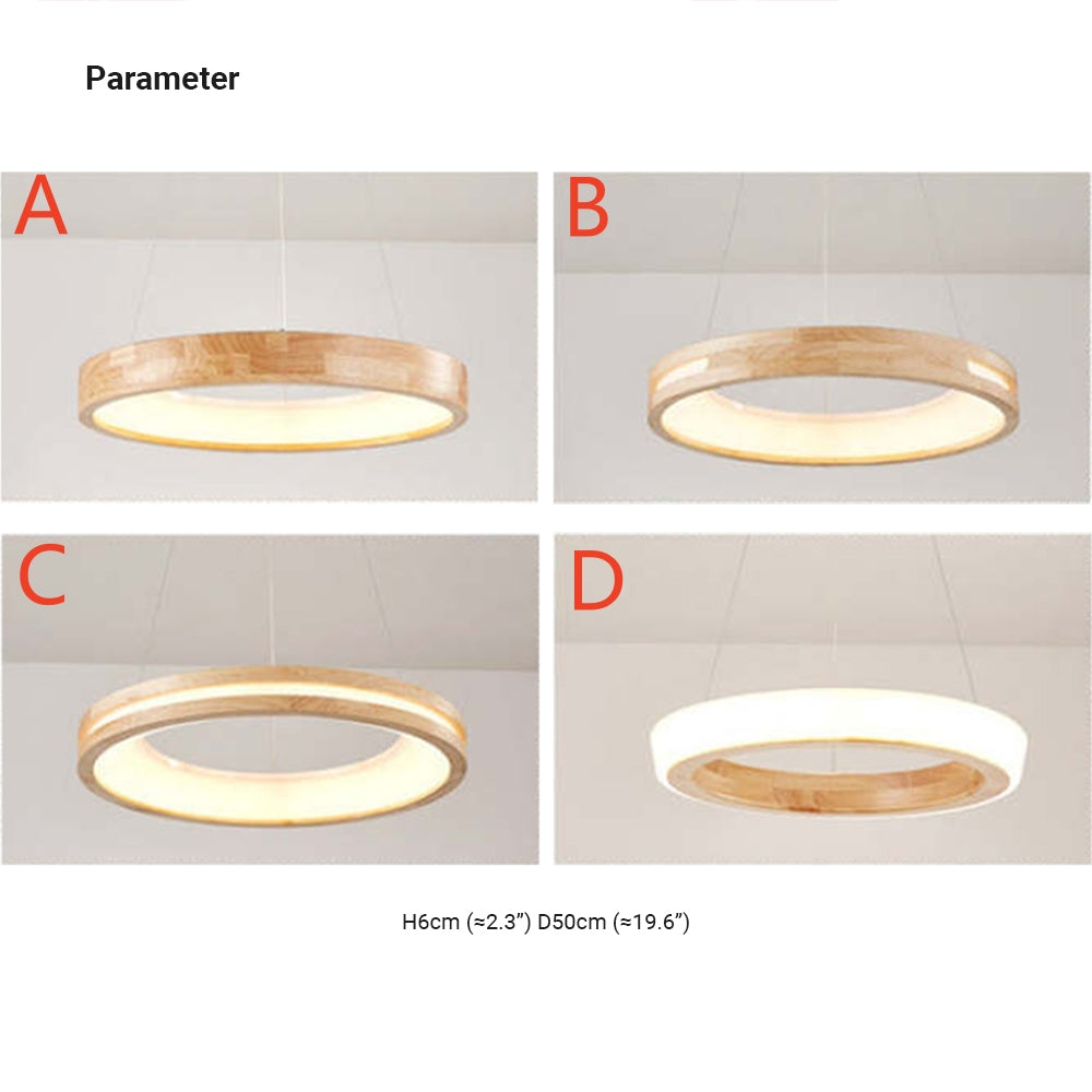 Muto Modern Ring Wood Pendant Light - Neutral Decor
